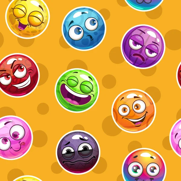 Emoji doku. Komik renkli ifade yüzleri ile Seamless modeli. — Stok Vektör