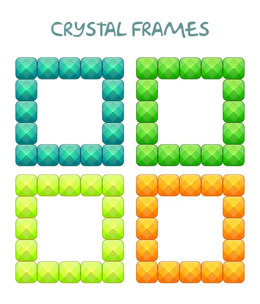 Molduras de jóias quadradas cteativas abstratas consistindo de blocos de cristal brilhante colorido . — Vetor de Stock