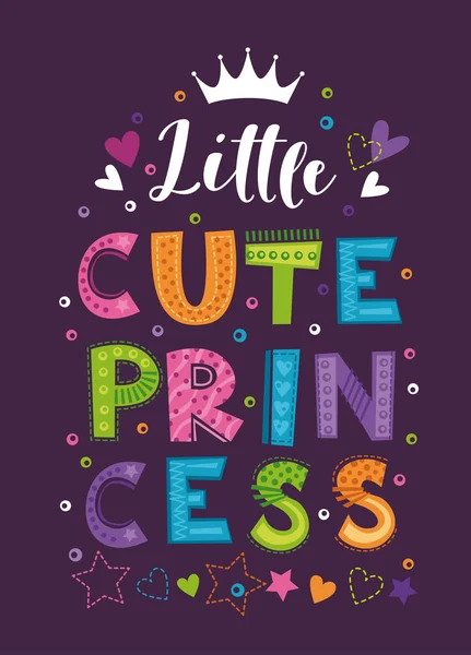 Little cute princess. Beautiful girlish print for trendy t-shirt design. — Stock Vector