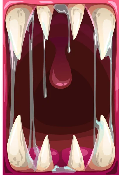 Flippant prédateur monstre bouche avec des mâchoires. Fond vectoriel effrayant . — Image vectorielle