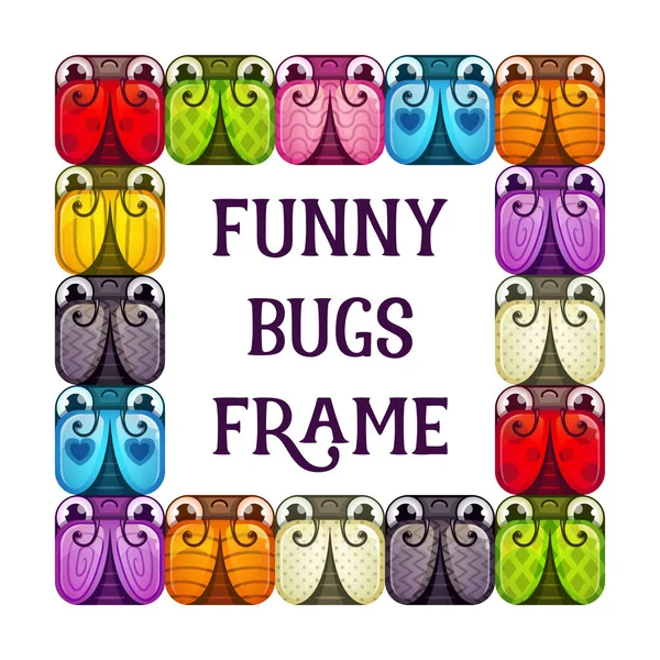 Funny bugs frame. Cartoon colorful background. — Stock Vector