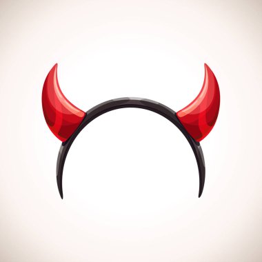 Kızıl şeytan boynuzları, baş bant dekoru. Vektör Halloween kostüm elemanı.