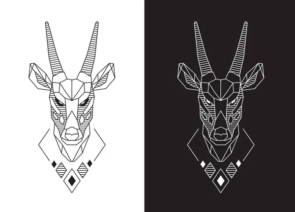 Ilustração linear da face da cabra. Saola cabeça design . —  Vetores de Stock