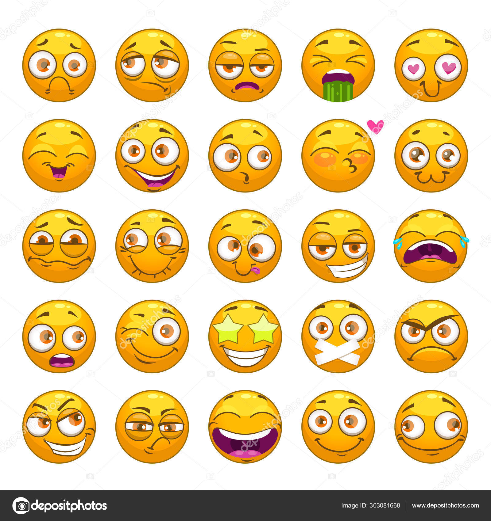Conjunto de ícones de emoções ilustração vetorial caras de desenho animado  várias emoções em quadrinhos