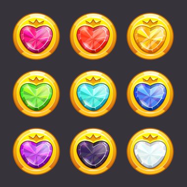 Renkli kalp şeklinde kristaller ile Sihirli altın kolye.