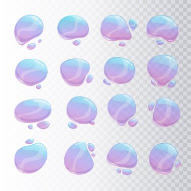 Sıvı karikatür lekeleri ayarlayın. Şeffaf kabarcıklar toplama.