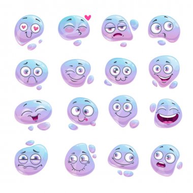 Sıvı karikatür lekeleri ayarlayın. Şeffaf kabarcıklar toplama.