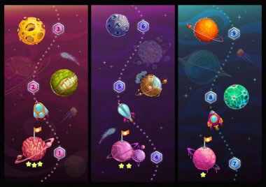 Roket uzay yolculuğu kavramı. Gökada oyun tasarımı.