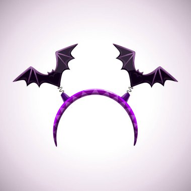 Siyah yarasalar, saç bandı ile baş dekor. Vektör çizimi.