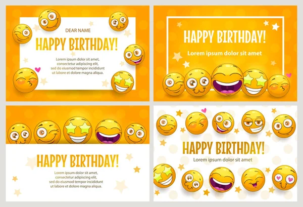Komik posterler şablon u. Doğum günü tebrik kartları. — Stok Vektör