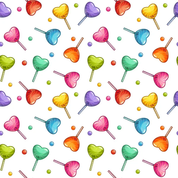 Aranyos gyerekes Candy textúra. Zökkenőmentes mintázat rajzfilm színes nyalókák. — Stock Vector