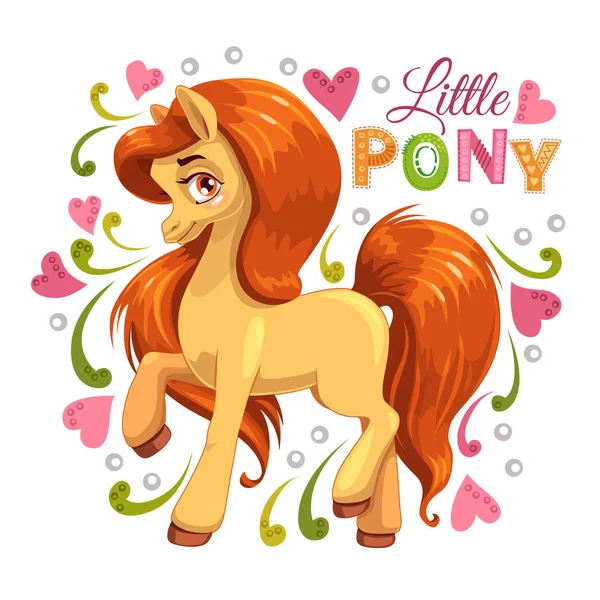 Vacker tecknad ponny flicka. Vektor Pretty Horse illustration. — Stock vektor