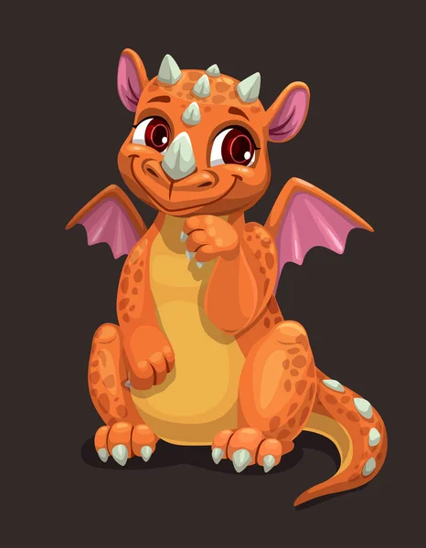 Petit dragon orange mignon. Un animal fantastique. monstre dessin animé drôle . — Image vectorielle