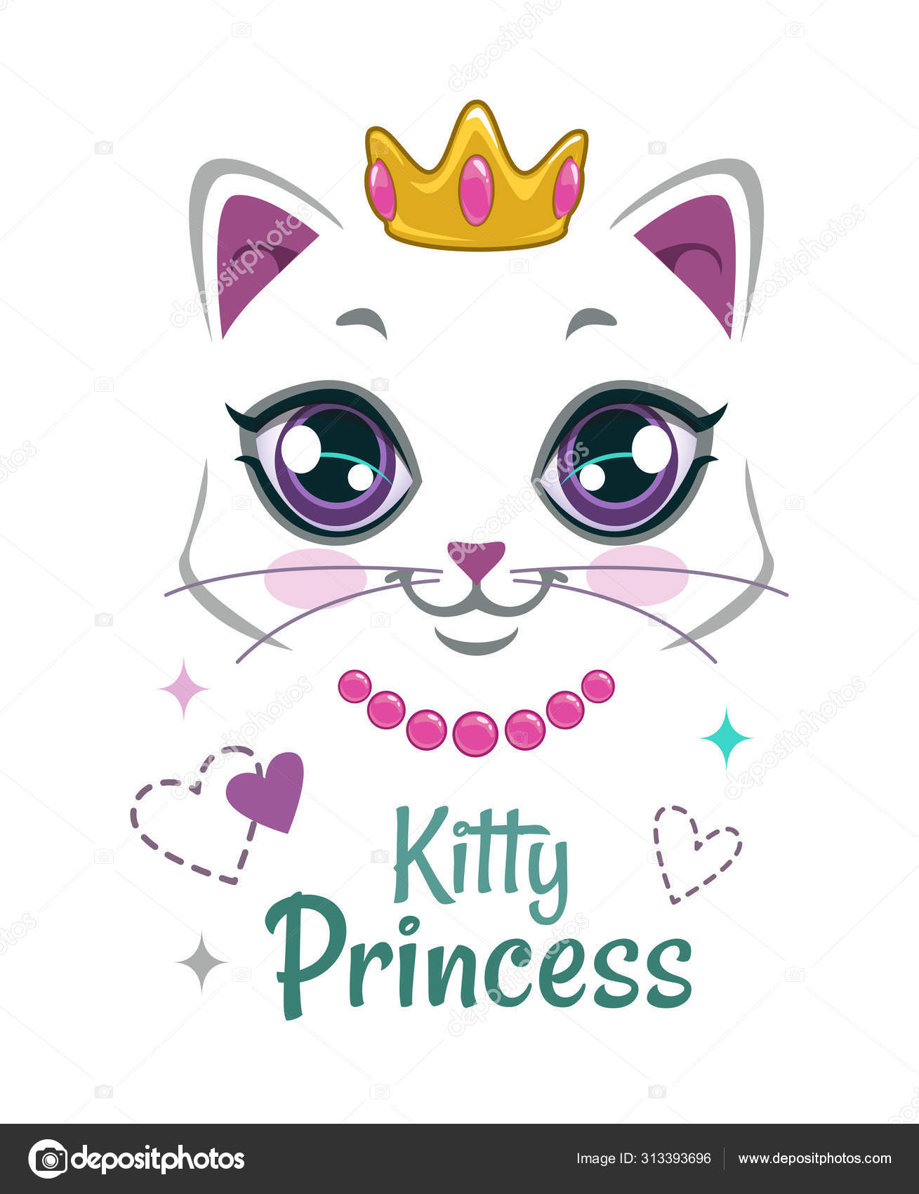 Gatos fofos princesa crianças ilustração desenho infantil amor