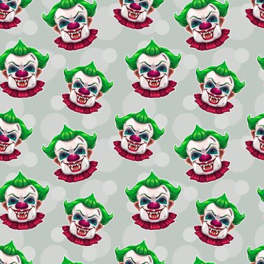 Çılgın korkunç palyaço suratlı kusursuz desen.