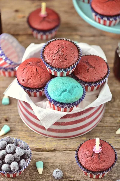 Gâteaux Velours Rouge Bleu Jour Indépendance Des États Unis Fête — Photo