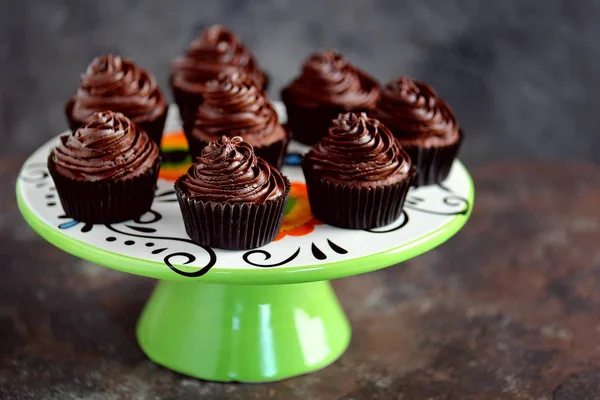 Heerlijke Zelfgemaakte Chocolade Capkakes — Stockfoto