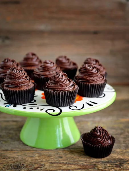 Heerlijke Zelfgemaakte Chocolade Capkakes — Stockfoto