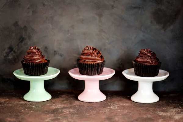 Heerlijke Zelfgemaakte Chocolade Capkakes — Stockfoto