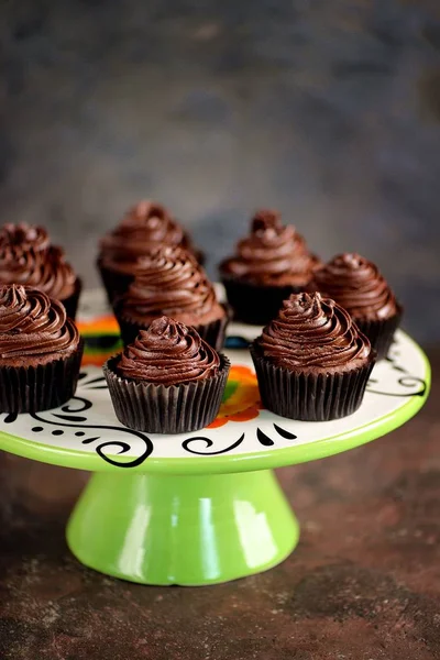 Heerlijke Zelfgemaakte Chocolade Capkakes — Stockfoto