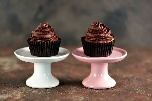 Heerlijke Zelfgemaakte Chocolade Capkakes — Stockfoto