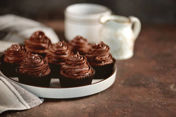 Вкусные Домашние Шоколадные Капкейки — стоковое фото