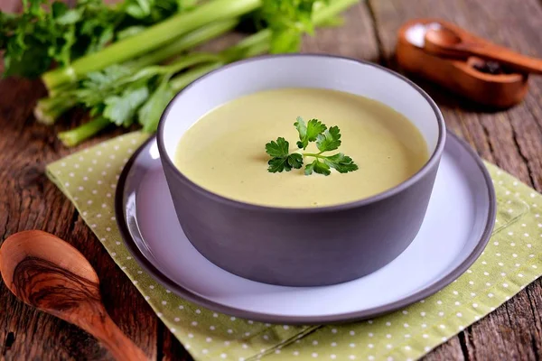 Sopa Crema Apio Saludable Con Brócoli Zanahorias Crema —  Fotos de Stock