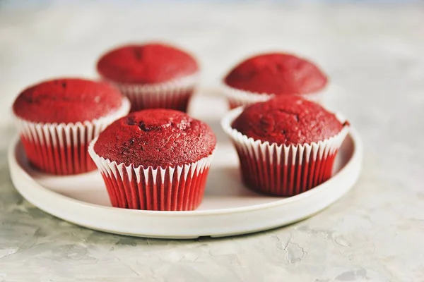 Cupcakes Veludo Vermelho Caseiro — Fotografia de Stock