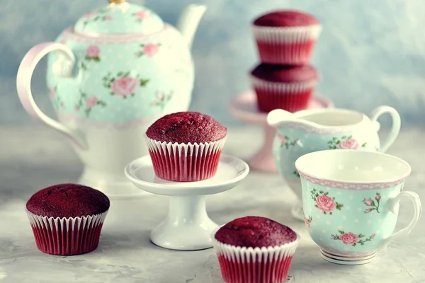 Gâteaux Faits Maison Velours Rouge — Photo