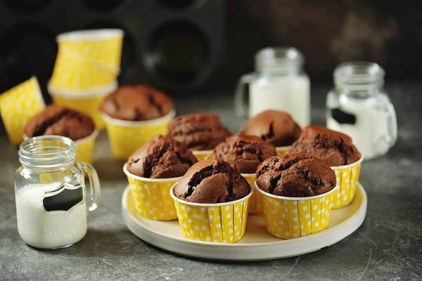 Muffins Chocolat Faits Maison Cuisson Maison — Photo
