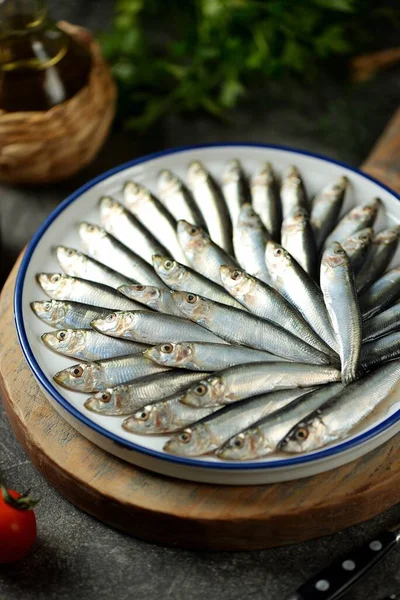 Zelfgemaakte Gezouten Sprot Gezouten Kleine Vis — Stockfoto