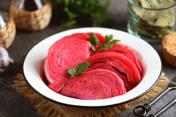 Chucrute Caseiro Com Beterraba Alho Alimentos Biológicos — Fotografia de Stock