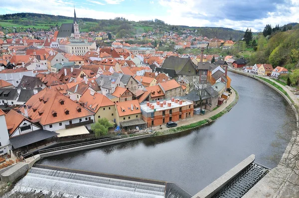 Widok Zabytkowego Miasta Český Krumlov Wełtawy Republika Czeska — Zdjęcie stockowe