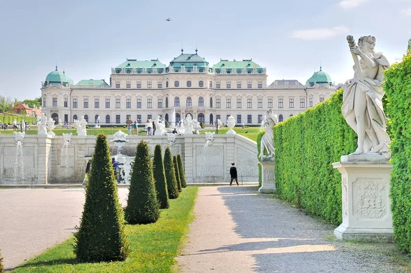 Visa Övre Belvedere Palace Med Park Trädgård Komplex Wien Österrike — Stockfoto