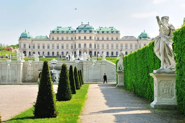 Blick Auf Das Obere Belvedere Schloss Mit Parkgartenanlage Wien Österreich — Stockfoto
