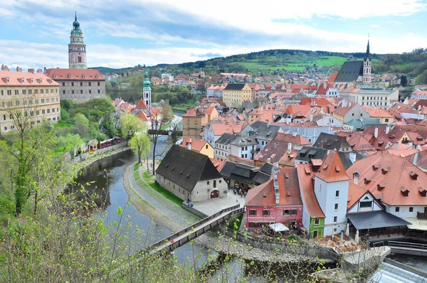 Vista Panoramica Sulla Storica Città Cesky Krumlov Con Fiume Moldava — Foto Stock