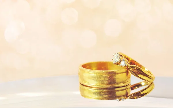 Romantyczny Ślub Pierścień Celebracja Tło Bliska — Zdjęcie stockowe