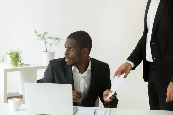 Worker giving bribe to office colleague — Stock Photo, Image