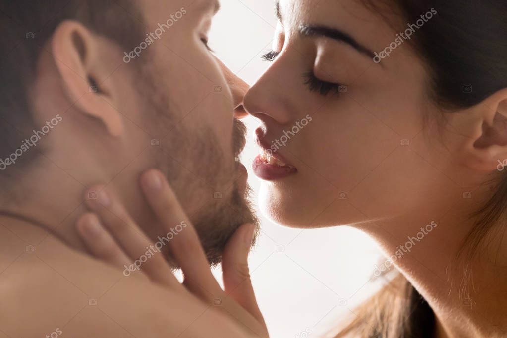 Sensual couple touching each other ready to kiss