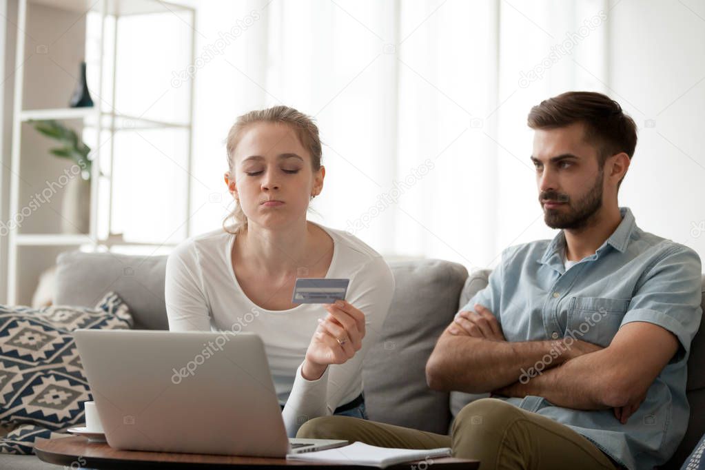 Stubborn wife shopping online without husband approval