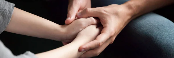 Stock image Horizontal conceptual close up photo couple in love holding hands