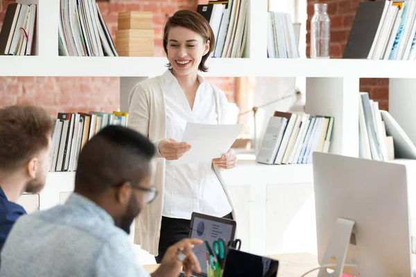 Diverse young professionals working together in modern office — Stock Photo, Image