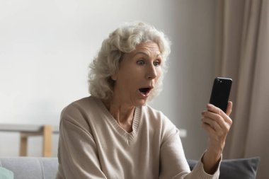 Yaşlı kadın akıllı telefon cihazındaki mesajla şok oldu.