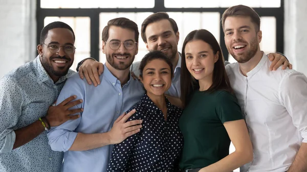 Portrait of diverse multi ethnic company staff pose for camera — Stock Photo, Image