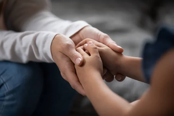 Sincere different generations family sharing secrets or making peace. — Stock Photo, Image