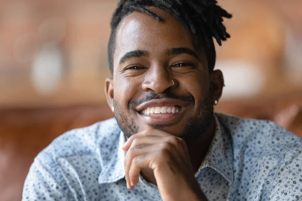 Portrait of happy young African American man smiled — Stok Foto