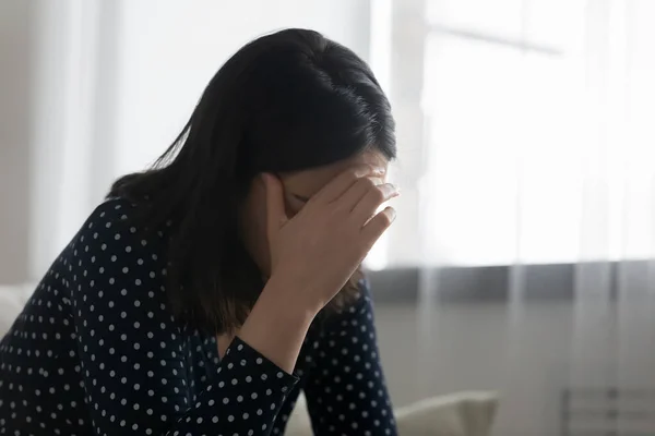 Upset woman feel distressed after relations problems — Stock Photo, Image