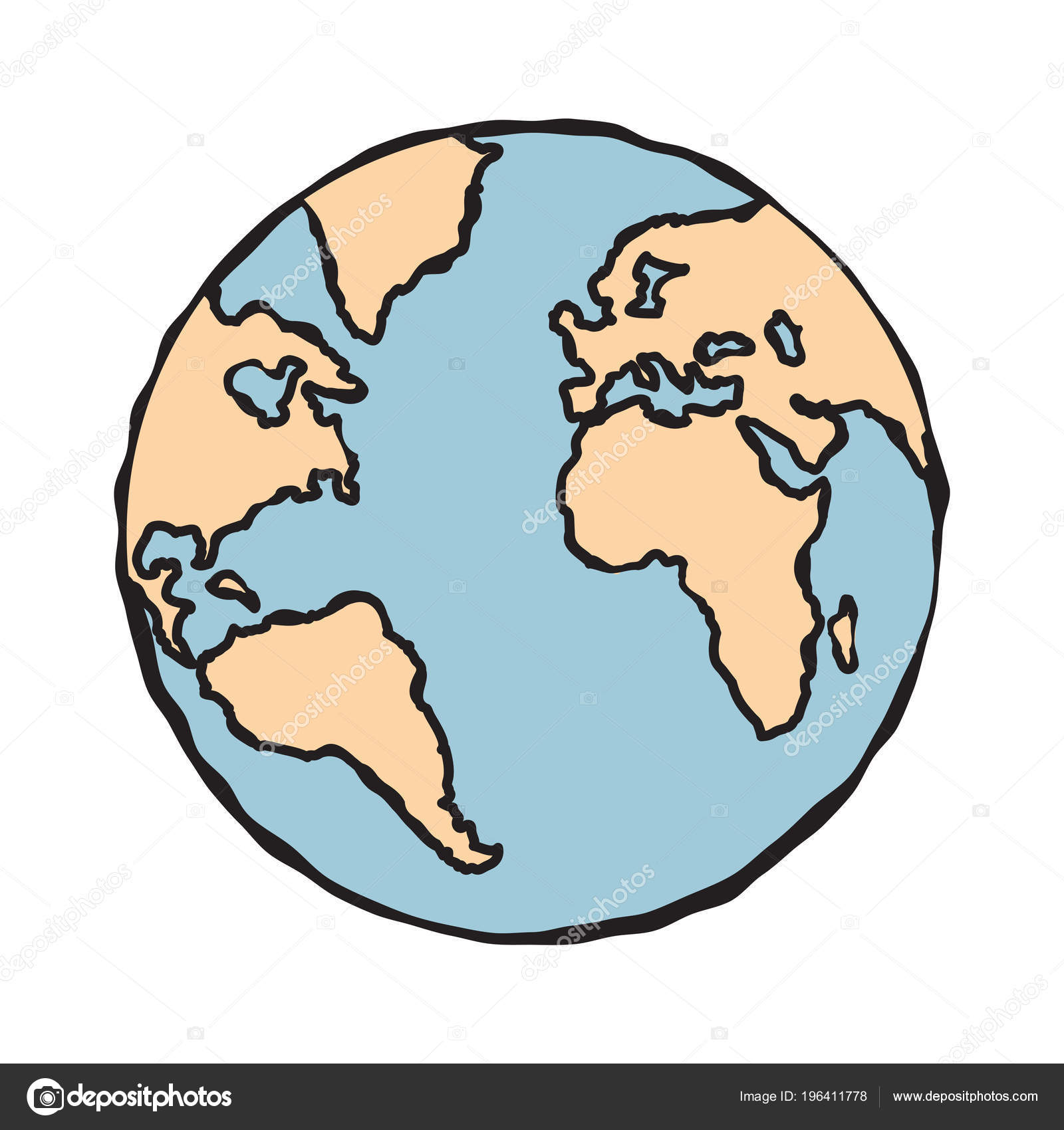 Earth Illustration Cartoon Blue Orange Color Hand Drawn Picture Emblem  Stock Vector Image by ©goldenshrimp #196411778