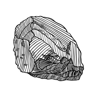 Kristal, mücevher kaya ve taş. Dünya büyülü kutsal öğe. Yarım yamalak mineral ve elle çizilmiş kristal taş ve kaya. Vektör.