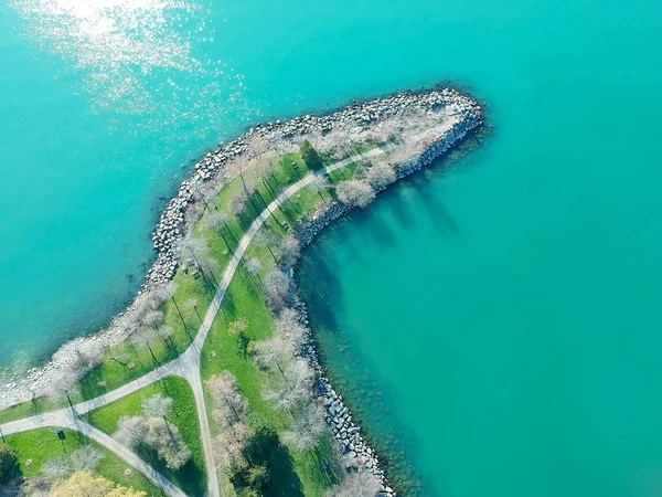 Luchtfoto Vogel Oog Uitzicht Canadese Eiland Kust Park Groen Blauwe — Stockfoto